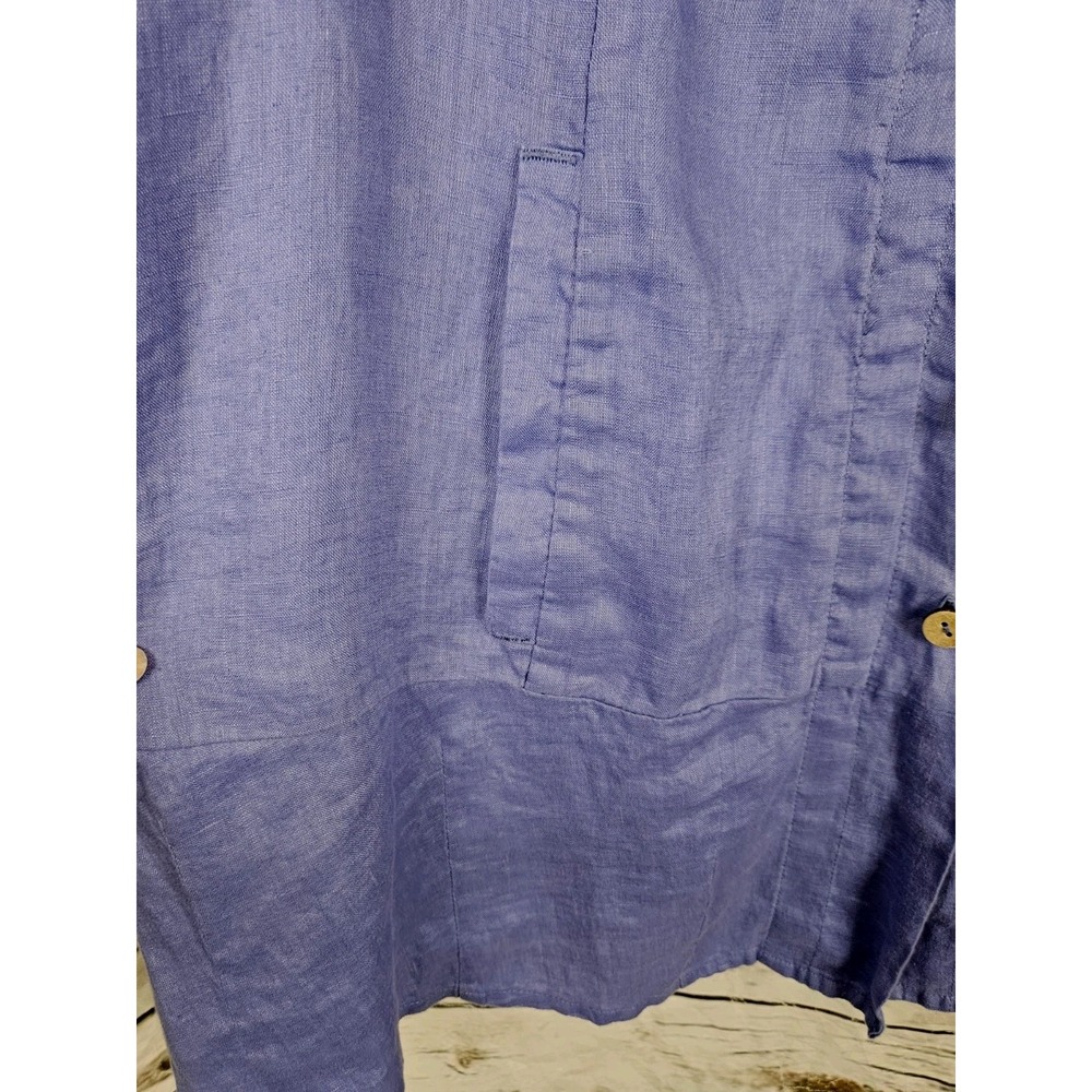 Soft Surroundings Blue Purple 100% Linen Button Tunic Top 1X Womens Coastal - Picture 3 of 8